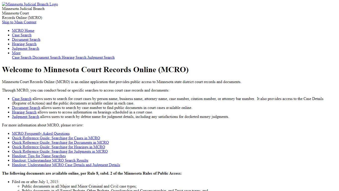 Case Search - Minnesota Court Records Online (MCRO)